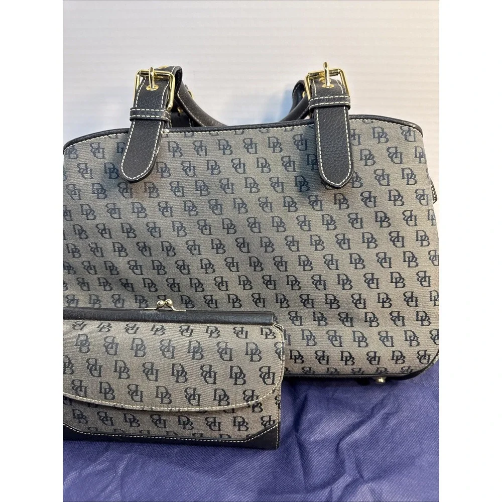 Authentic Dooney & Bourke Signature Monogram 2pc Satchel & Wallet Set